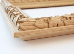 Beautiful Wall Carved Wood Mirror Frame with a pattern of oak and laurel leaves