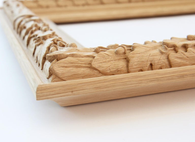 Beautiful Wall Carved Wood Mirror Frame with a pattern of oak and