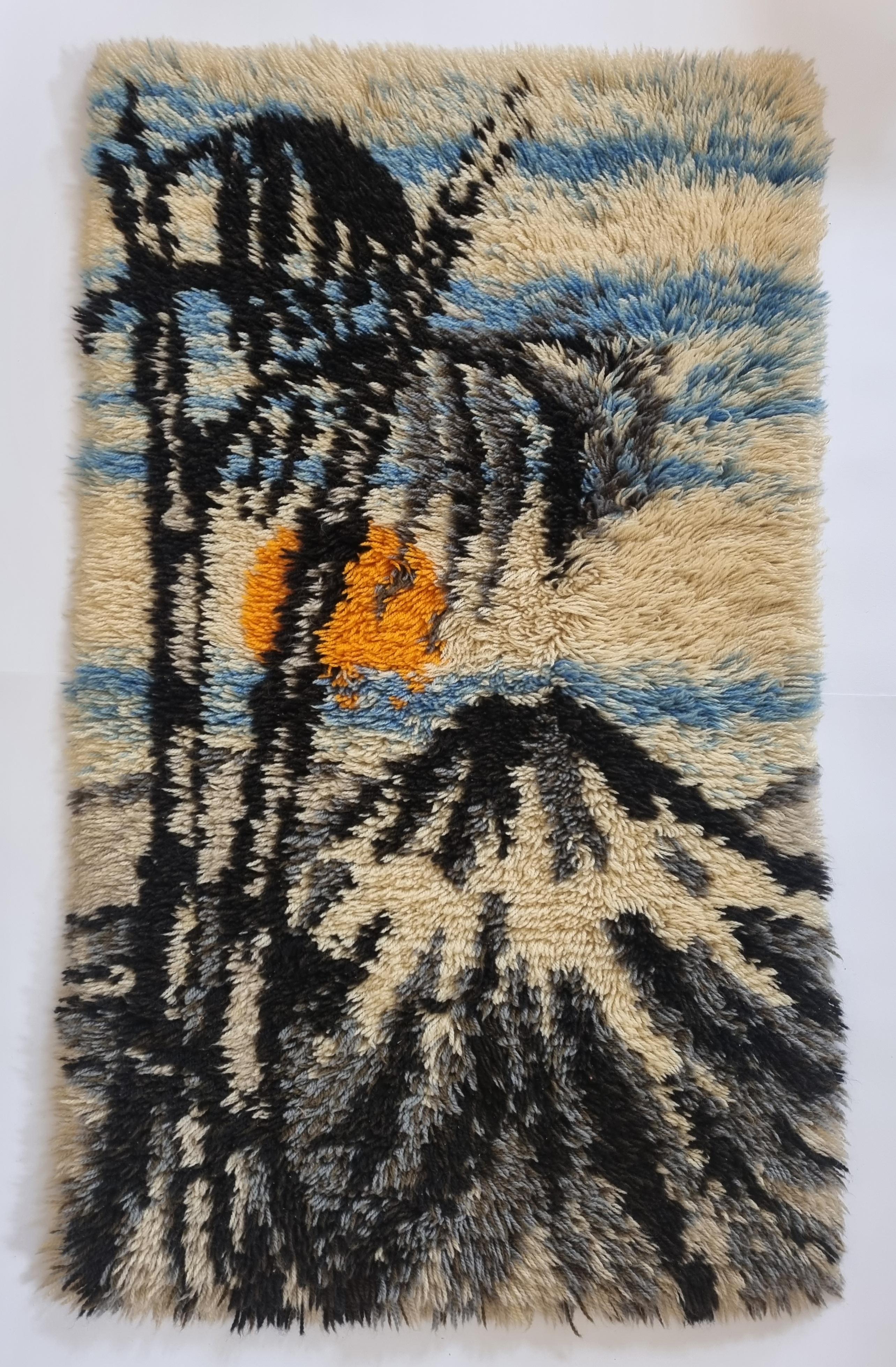 Danish Beautiful Wall MidCentury Wool Tapestry, Denmark, 1960s For Sale
