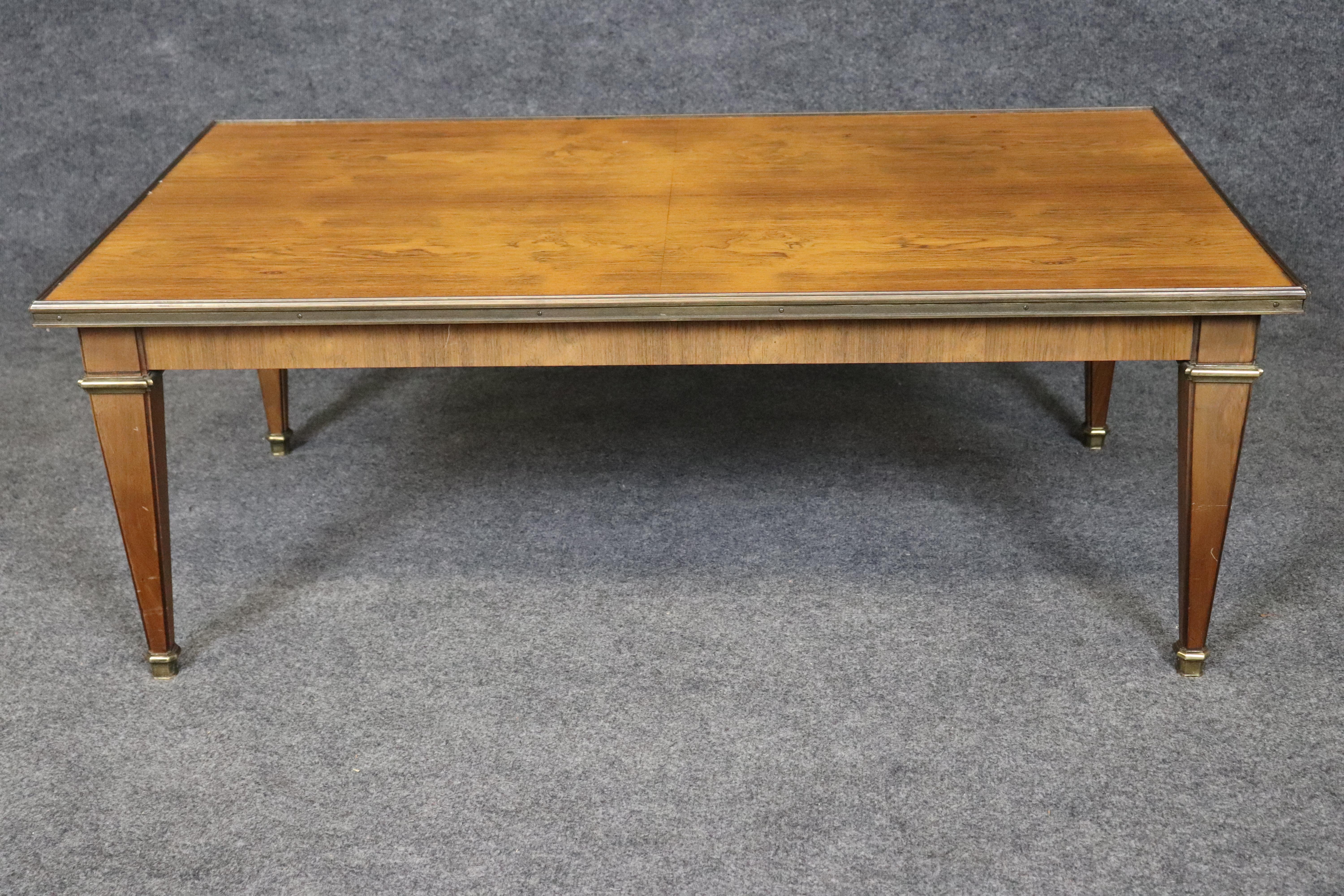 Beautiful Walnut and Brass Mounted French Directoire Baker Coffee Table In Good Condition For Sale In Swedesboro, NJ