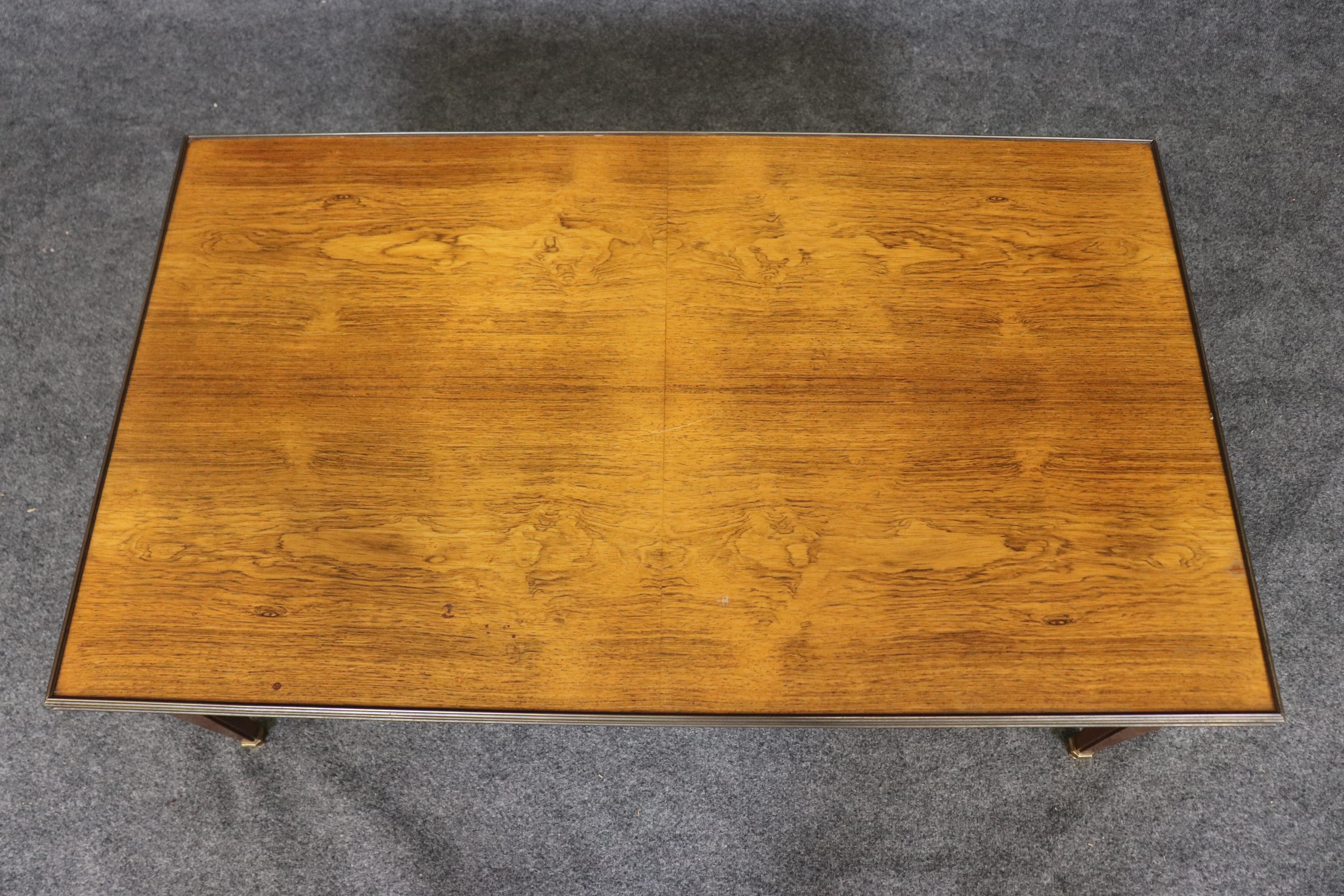 Beautiful Walnut and Brass Mounted French Directoire Baker Coffee Table For Sale 2