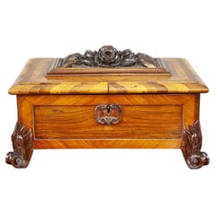 Antique Beautiful Walnut Jewelry Box from the 19th Century with Floral Decorations