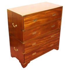 Beautiful Walnut Military Campaign Secretary Chest Of Drawers