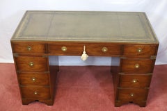 Beautiful Walnut Military Campaign Style Pedestal Desk