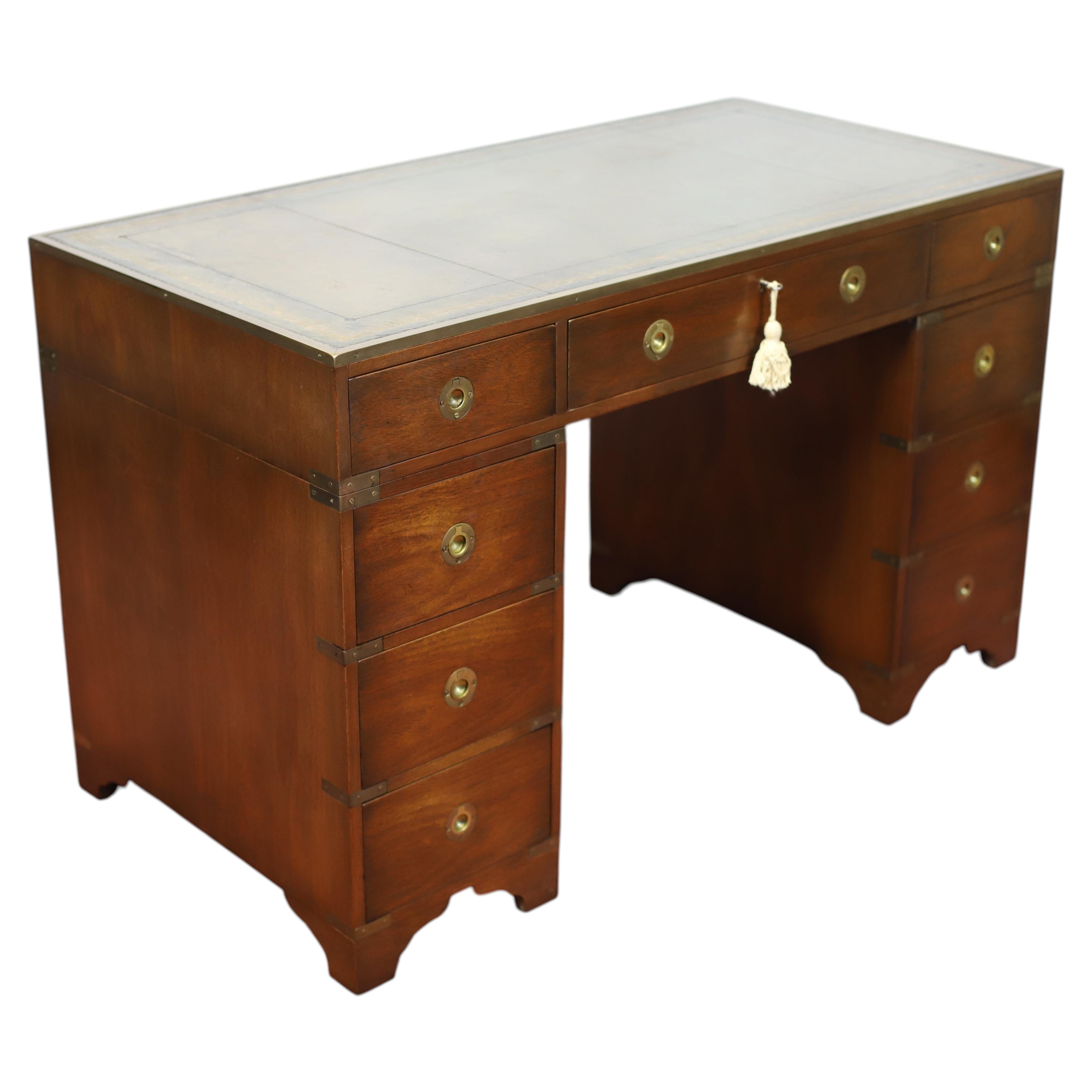 Beautiful Walnut Military Campaign Style Pedestal Desk