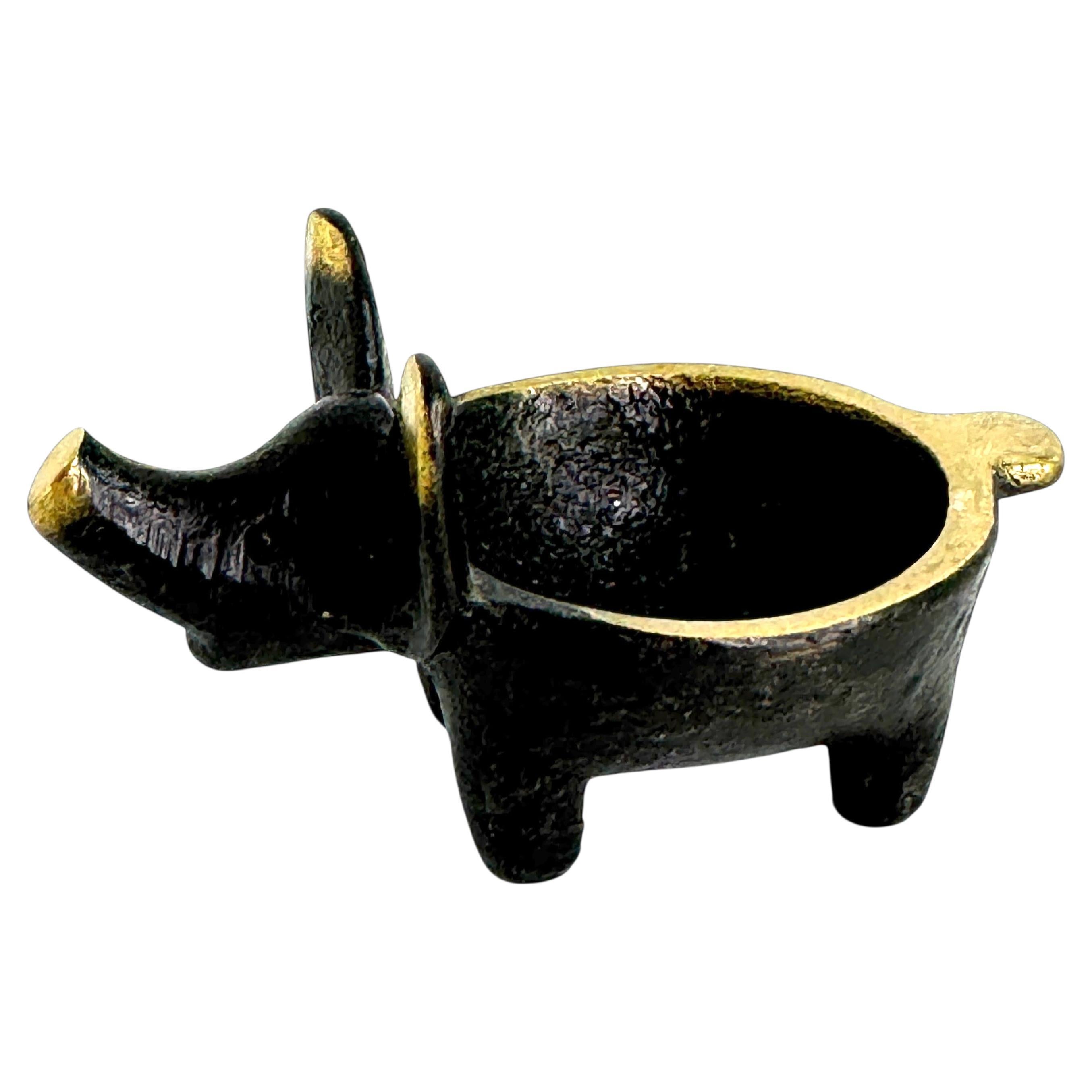 Beautiful Walter Bosse Austrian Bronze Egg Cup Candle Holder Pig 1950s For Sale