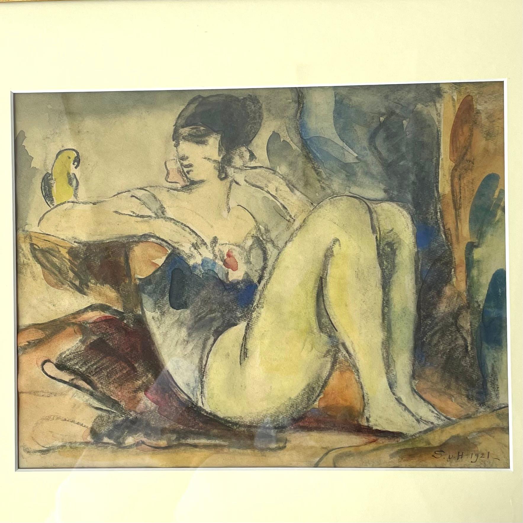 Swedish Beautiful Watercolor painting by Gösta von Hennigs (1866-1941) signed 1921 For Sale