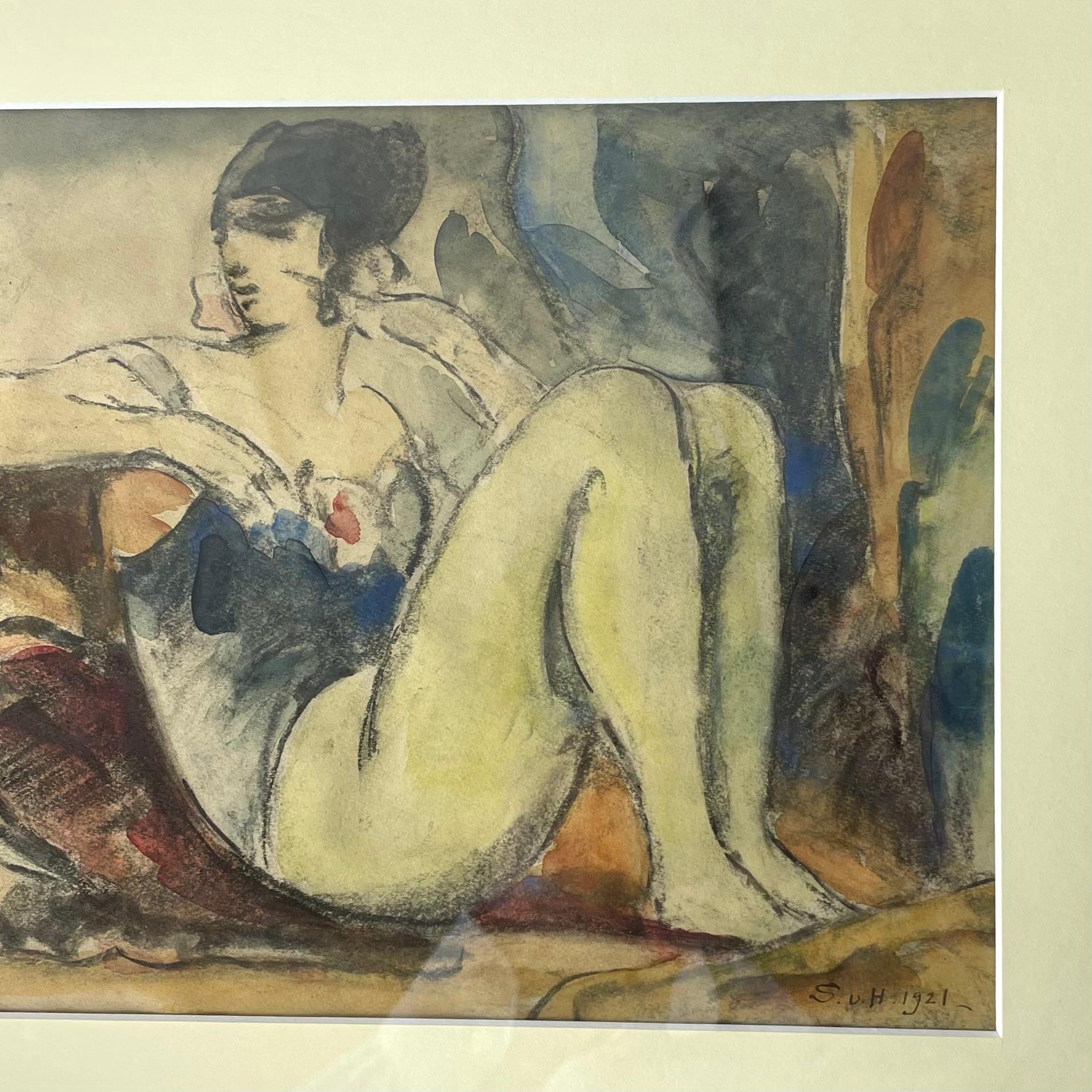 Beautiful Watercolor painting by Gösta von Hennigs (1866-1941) signed 1921 In Good Condition For Sale In Knivsta, SE