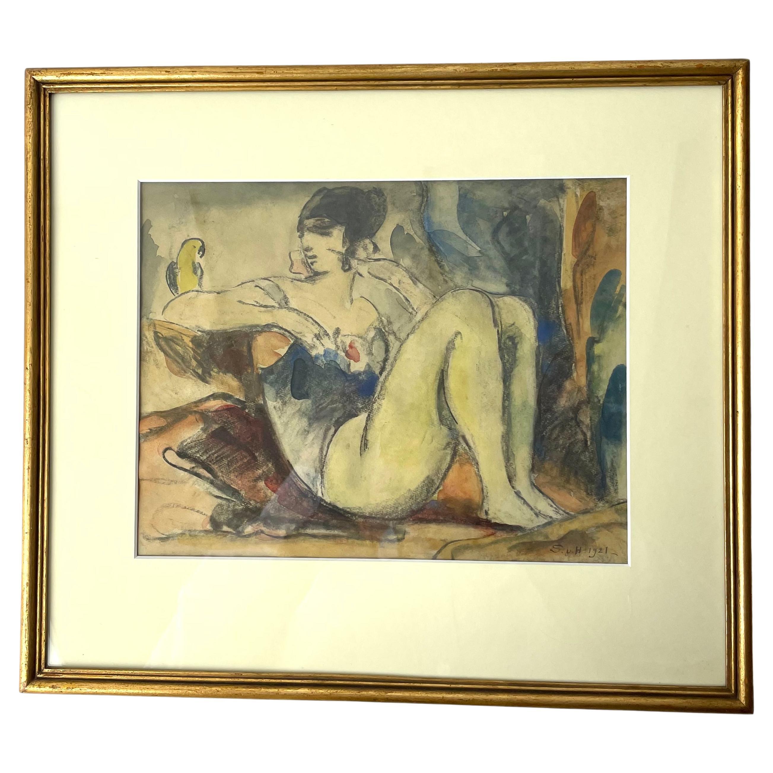 Beautiful Watercolor painting by Gösta von Hennigs (1866-1941) signed 1921 For Sale