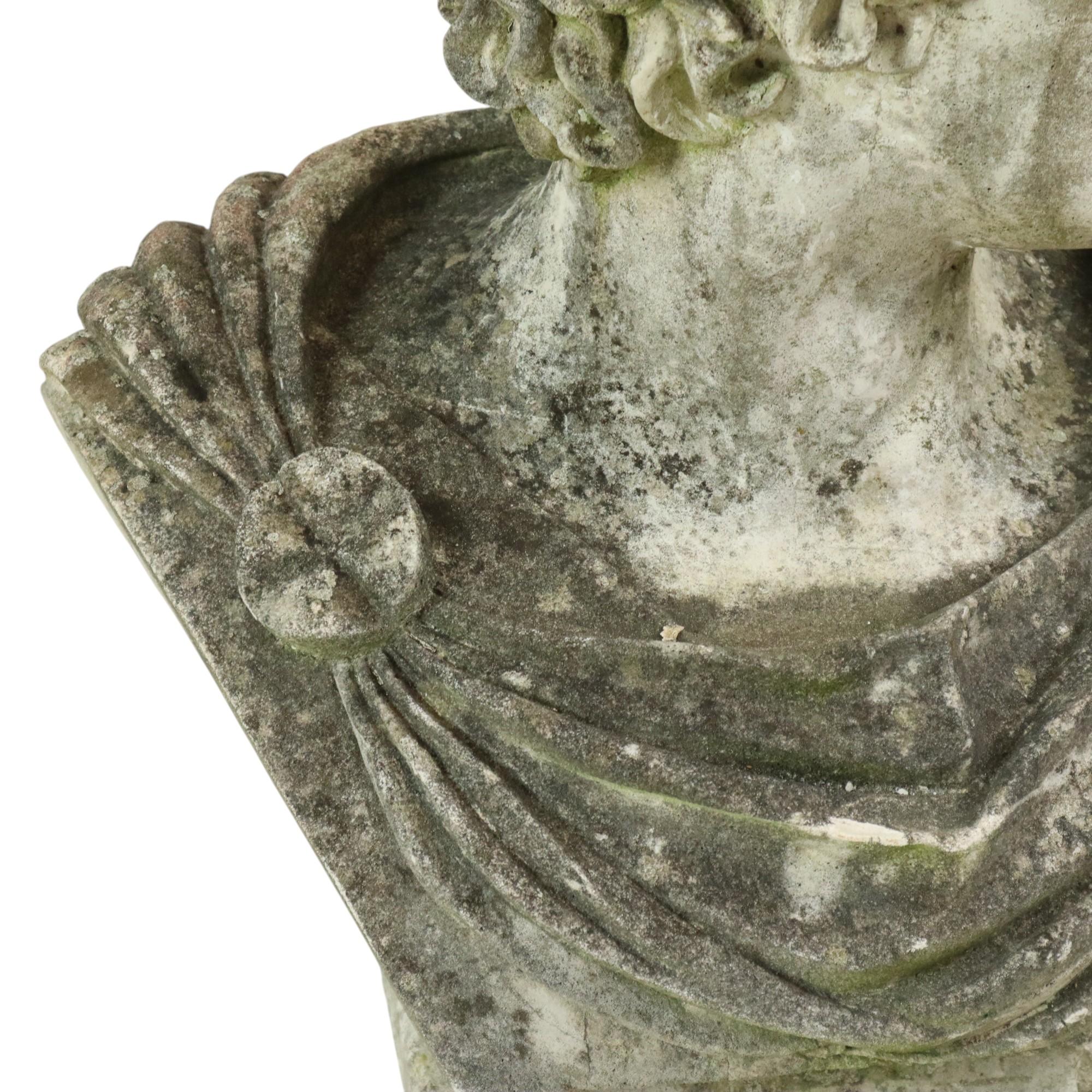 Schöne verwitterte Apollo-Büste aus Steinguss-Gartenstatue 65cm im Angebot 2