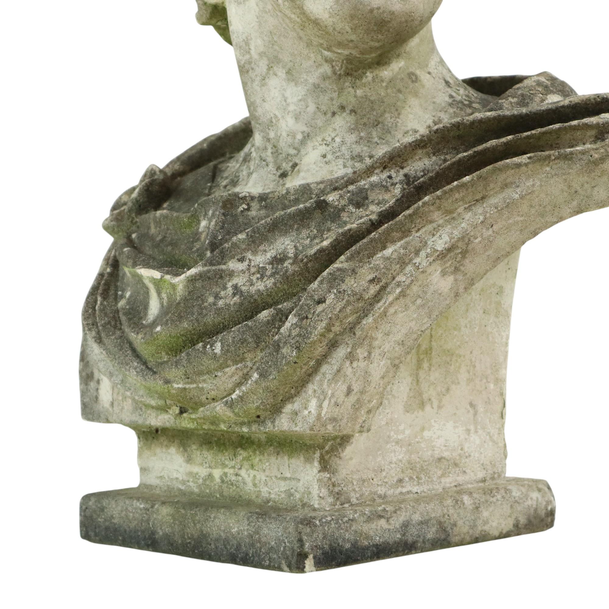 Schöne verwitterte Apollo-Büste aus Steinguss-Gartenstatue 65cm im Angebot 7