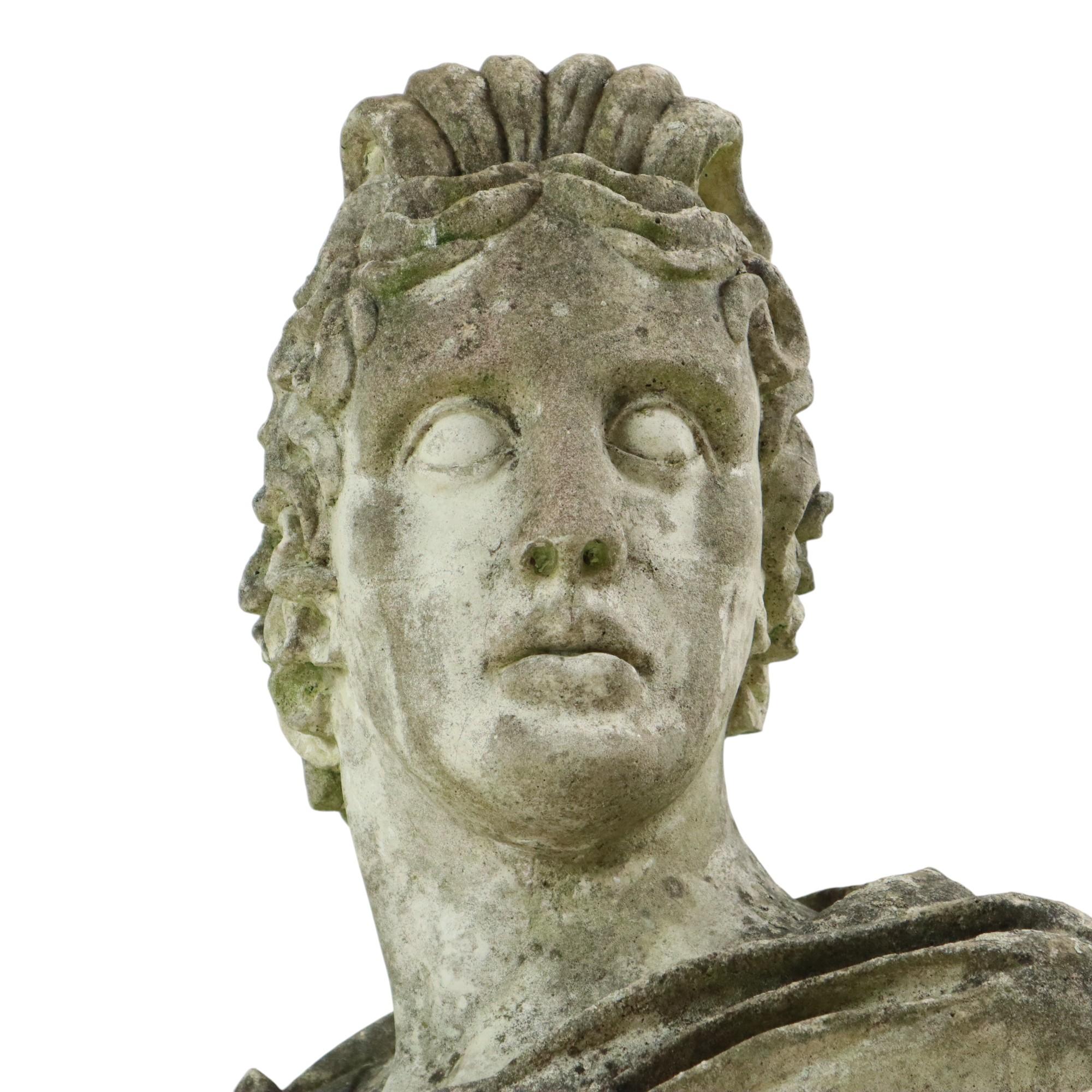 Schöne verwitterte Apollo-Büste aus Steinguss-Gartenstatue 65cm im Angebot 11