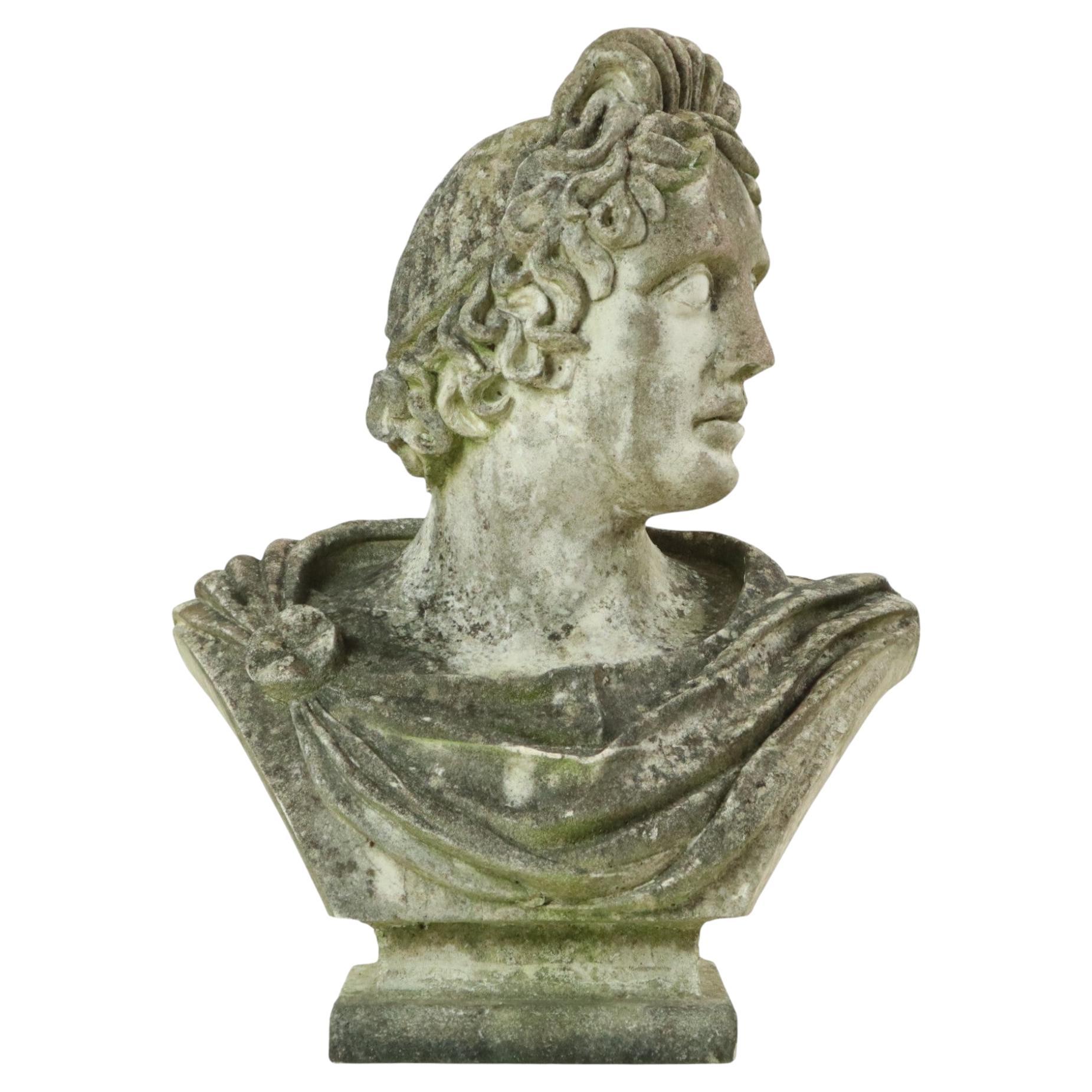Buste d'Apollo Statue de jardin en pierre moulée 65cm