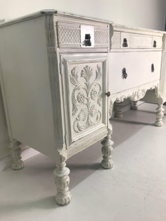 Beautiful White 1900s Carved Buffet