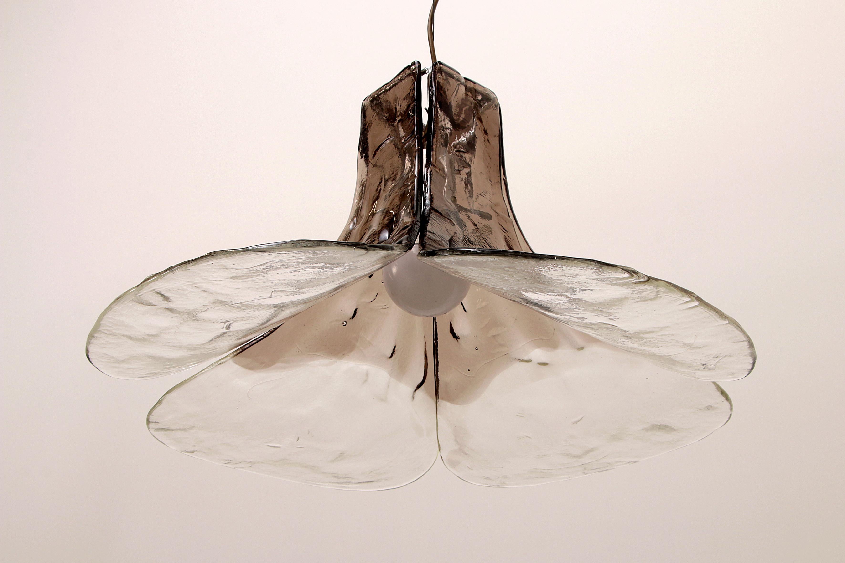Beautiful White/Brown Ice Glass Hanging Lamp by J. T. Kalmar for Kalmar, 1960 For Sale 6