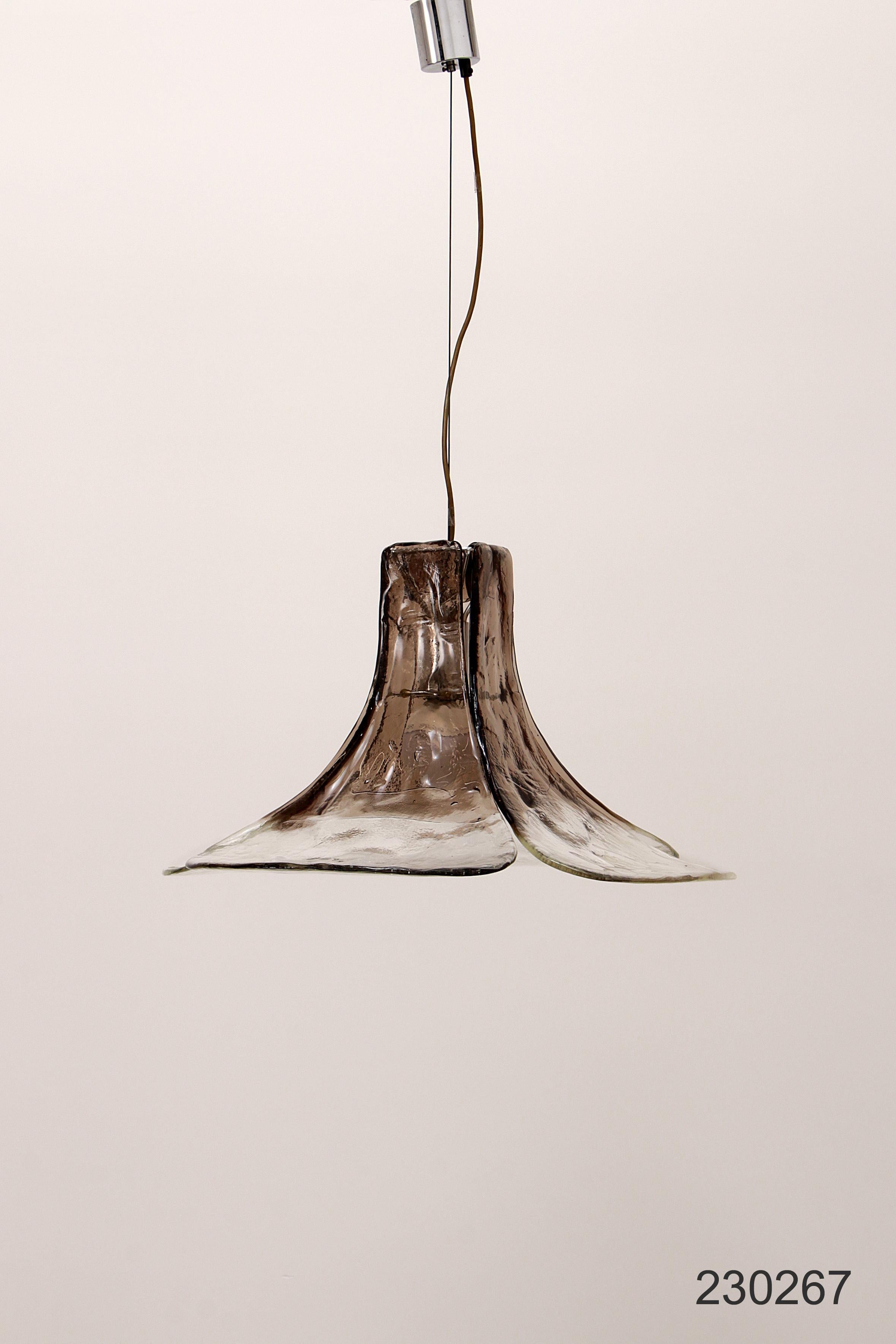 Beautiful White/Brown Ice Glass Hanging Lamp by J. T. Kalmar for Kalmar, 1960 For Sale 10