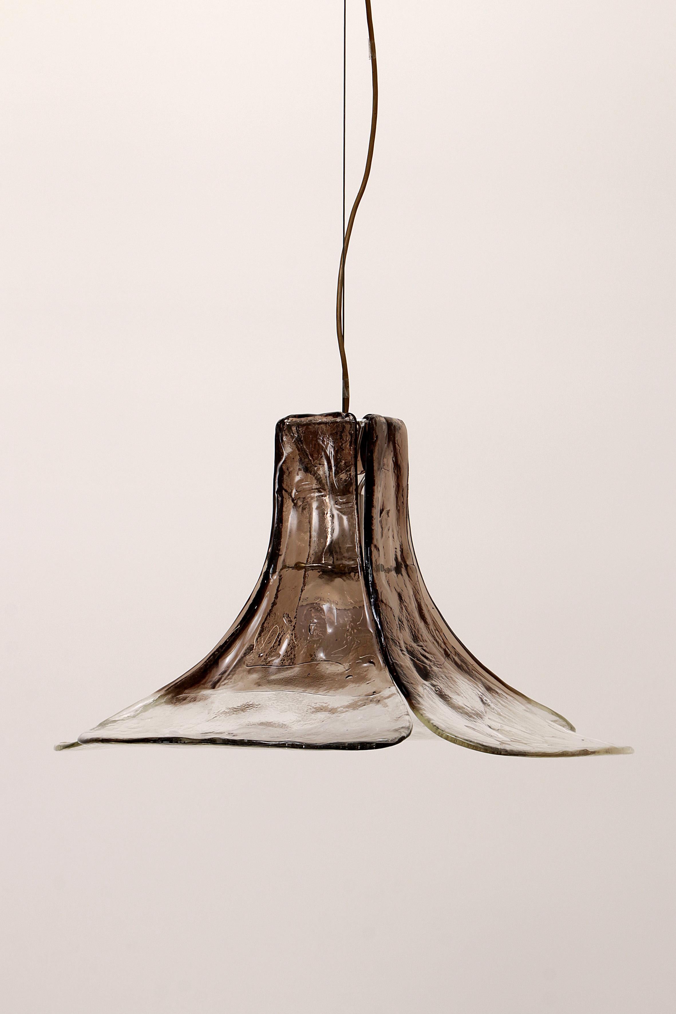 Austrian Beautiful White/Brown Ice Glass Hanging Lamp by J. T. Kalmar for Kalmar, 1960 For Sale