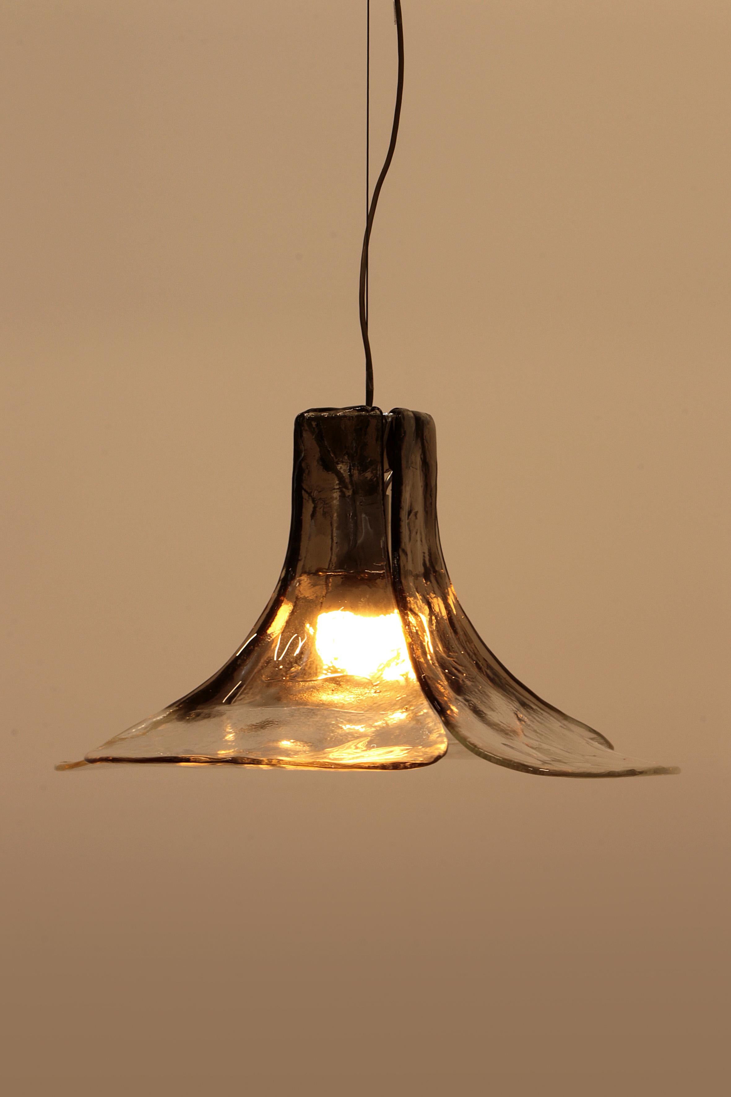 Mid-20th Century Beautiful White/Brown Ice Glass Hanging Lamp by J. T. Kalmar for Kalmar, 1960 For Sale