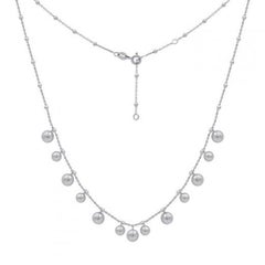 Beautiful White Gold Balls 14 Karat Long Necklace for Her