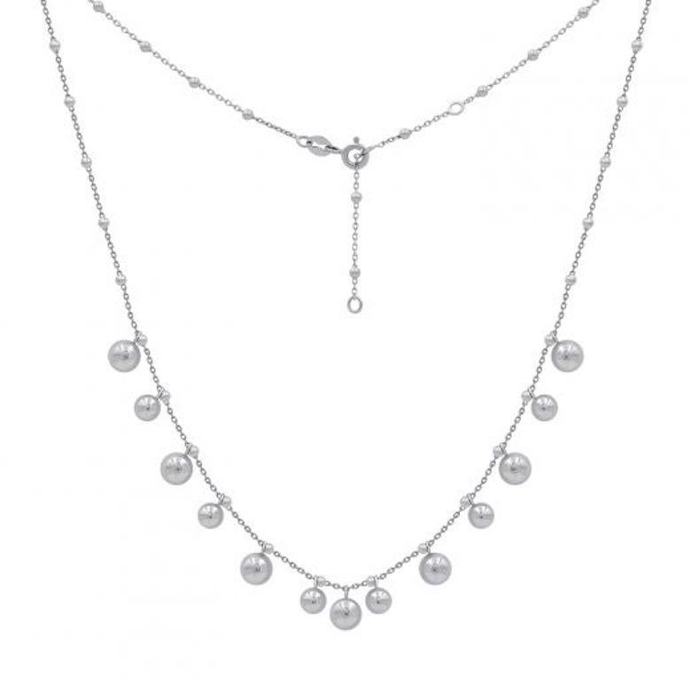 Beautiful White Gold Balls 14 Karat Long Necklace for Her In New Condition For Sale In Montreux, CH
