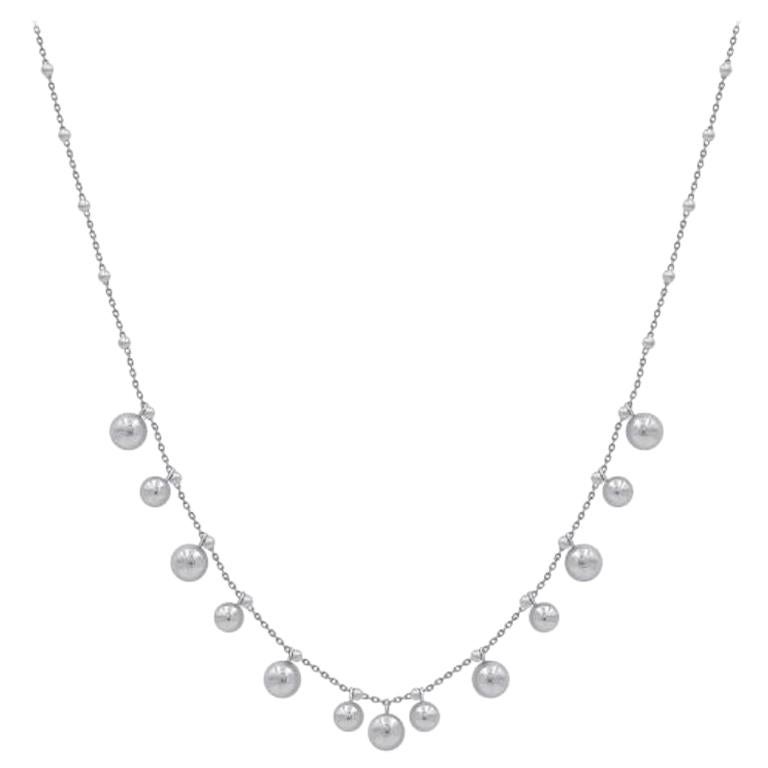 Beautiful White Gold Balls 14 Karat Long Necklace for Her For Sale