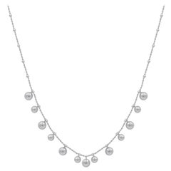 Beautiful White Gold Balls 14 Karat Long Necklace for Her