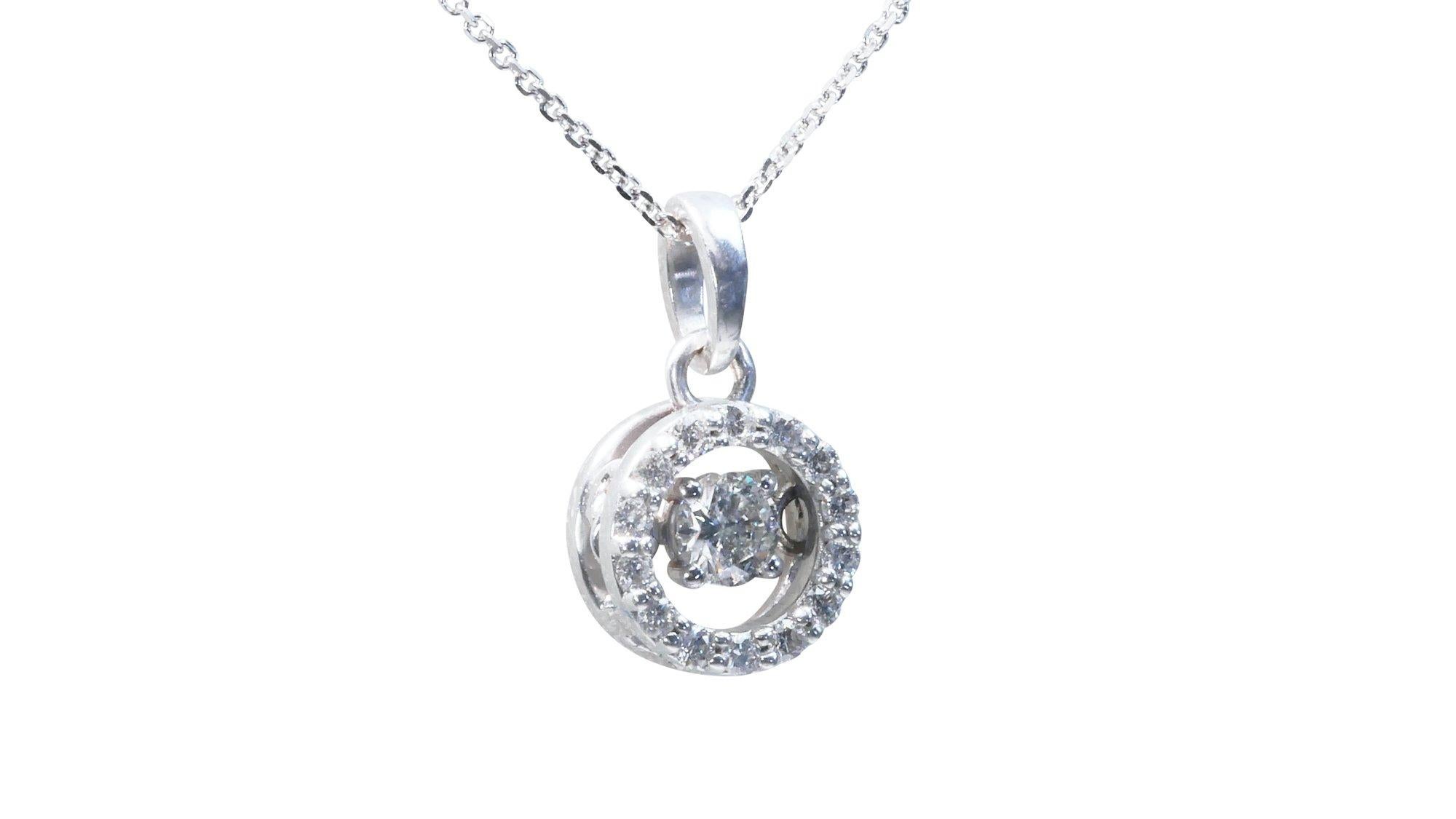 Beautiful White Gold Pendant with Chain with 0.35 Carat Natural Diamond-IGI Cert 1