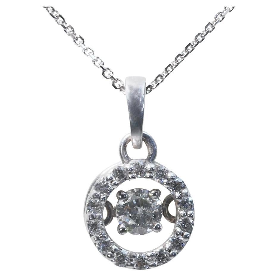 Beautiful White Gold Pendant with Chain with 0.35 Carat Natural Diamond-IGI Cert