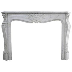 Beautiful White Marble Antique Fireplace from Louis XV, 19th Century