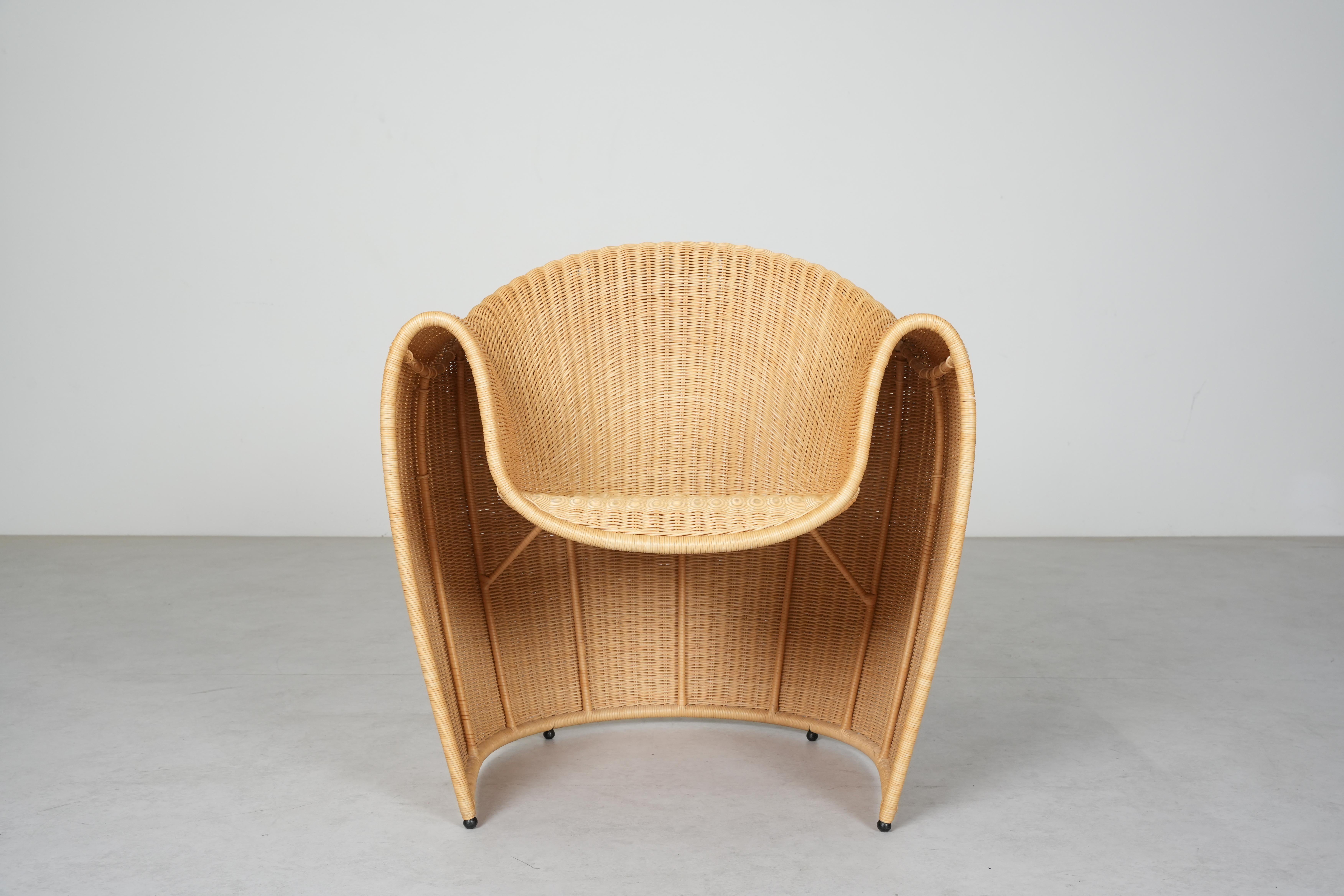 Beautiful Wicker Lounge Chairs by Miki Astori for Driade, 1990 For Sale 6