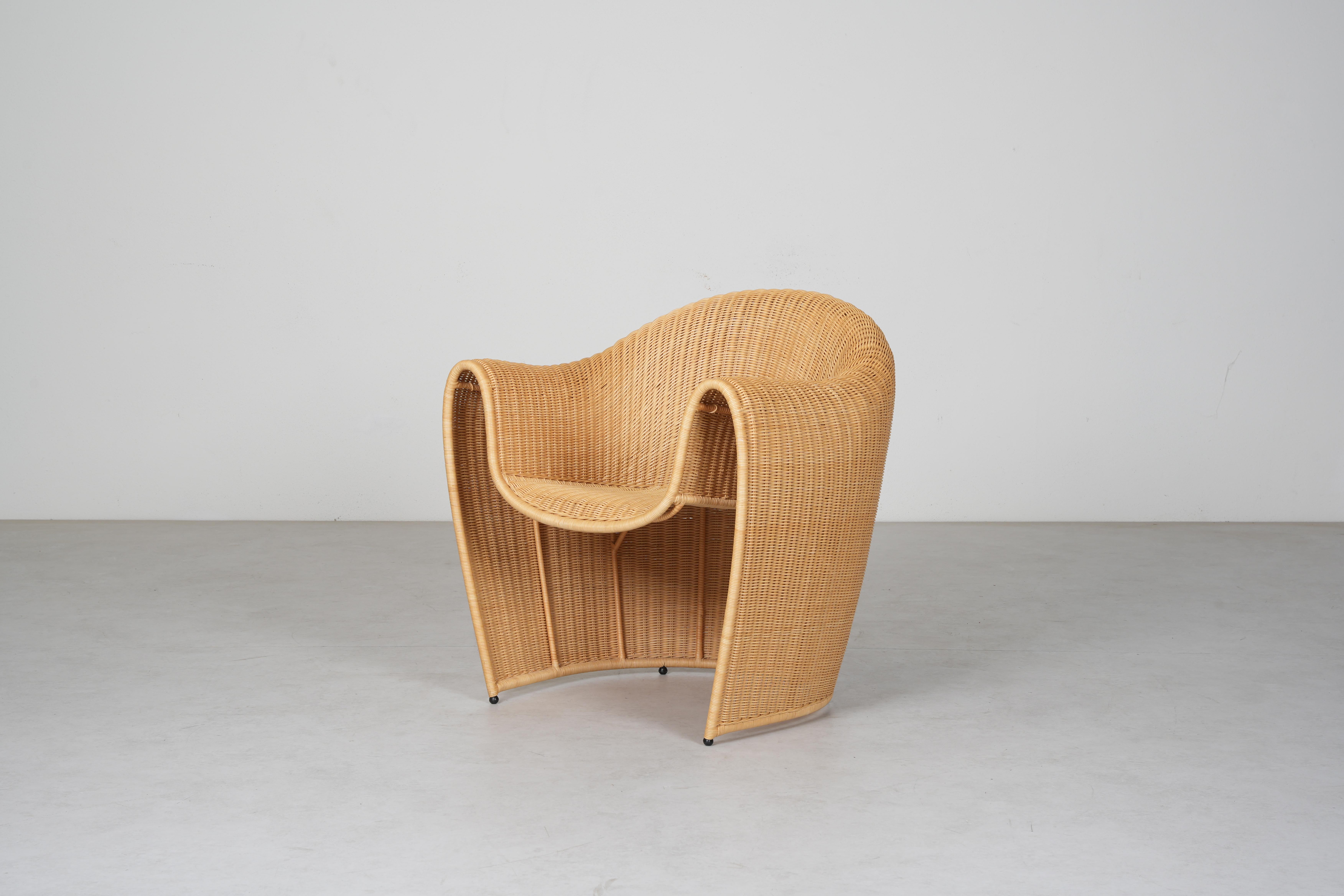 Late 20th Century Beautiful Wicker Lounge Chairs by Miki Astori for Driade, 1990 For Sale