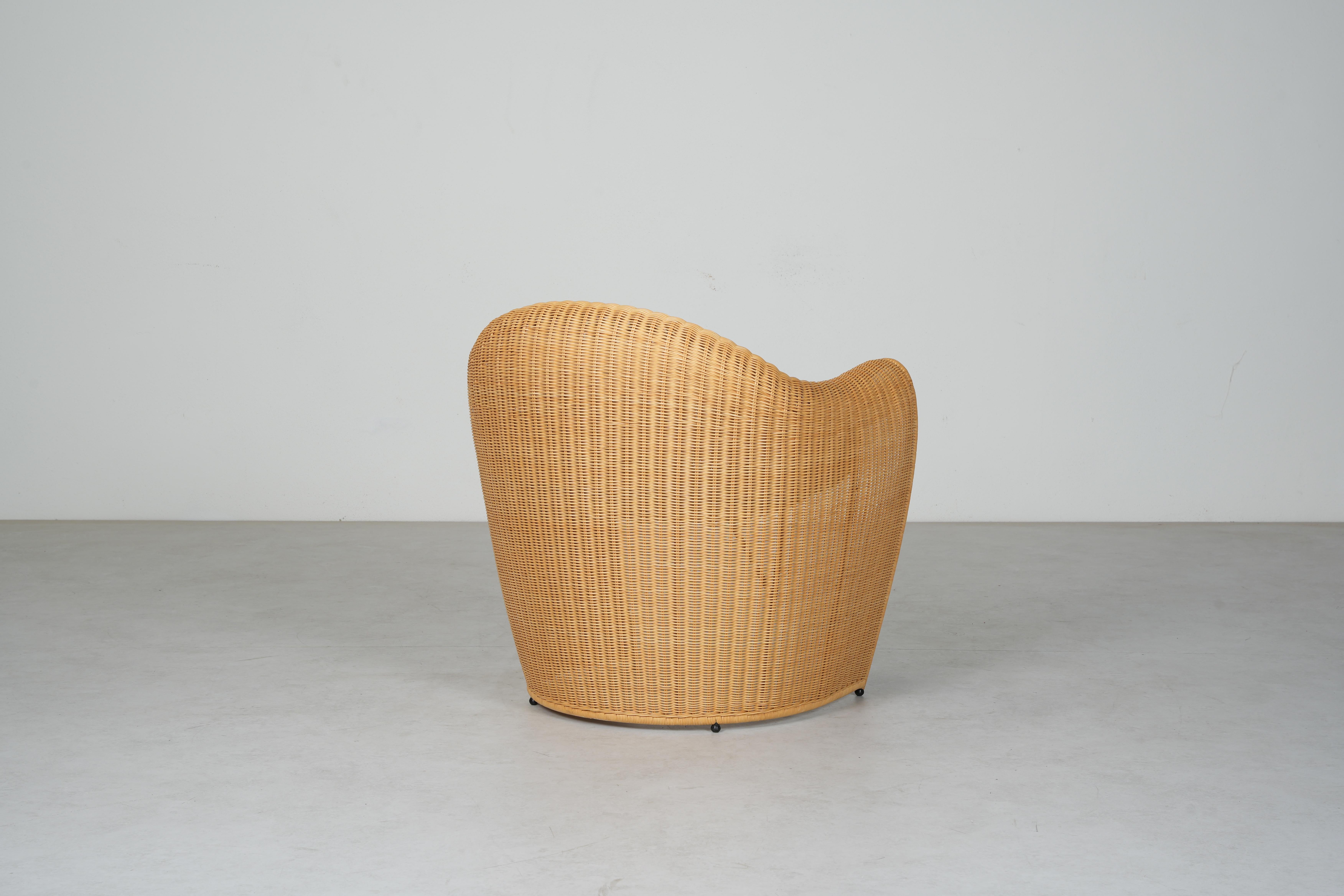 Beautiful Wicker Lounge Chairs by Miki Astori for Driade, 1990 For Sale 1