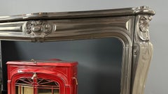 Beautiful Wide Antique Circular Fireplace Black Marble