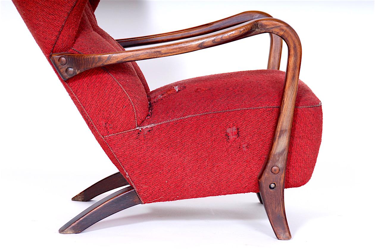 Mid-Century Modern Beautiful wing chair, Czechoslovakia.