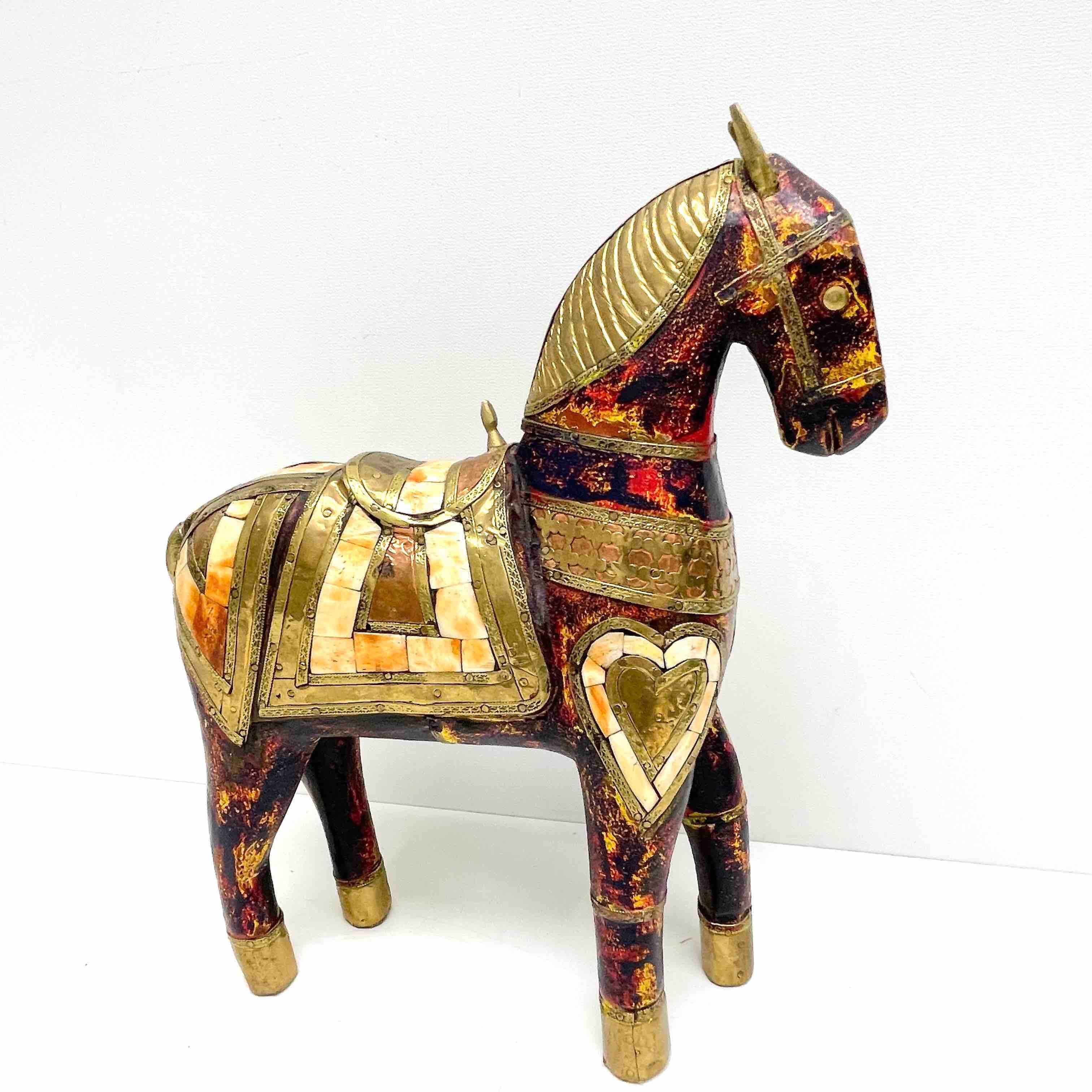 Beautiful Wooden Red Tang-Style Horse, Vintage Asia, 1980s In Good Condition In Nuernberg, DE