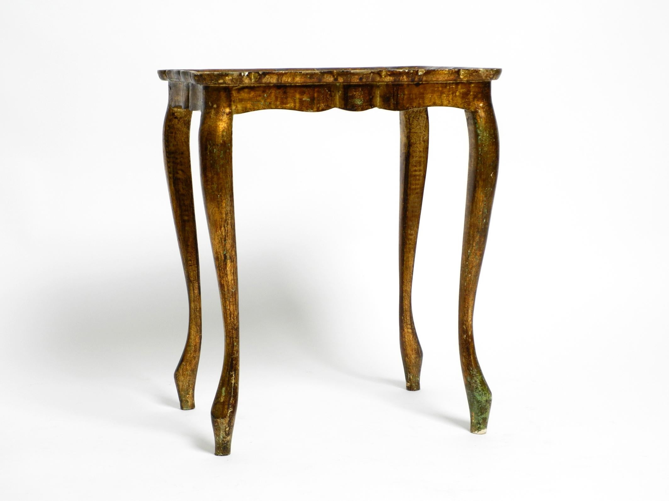 Italian Beautiful Wooden Side Table from 1900s Gilded Frame and Hand-Painted Surface For Sale