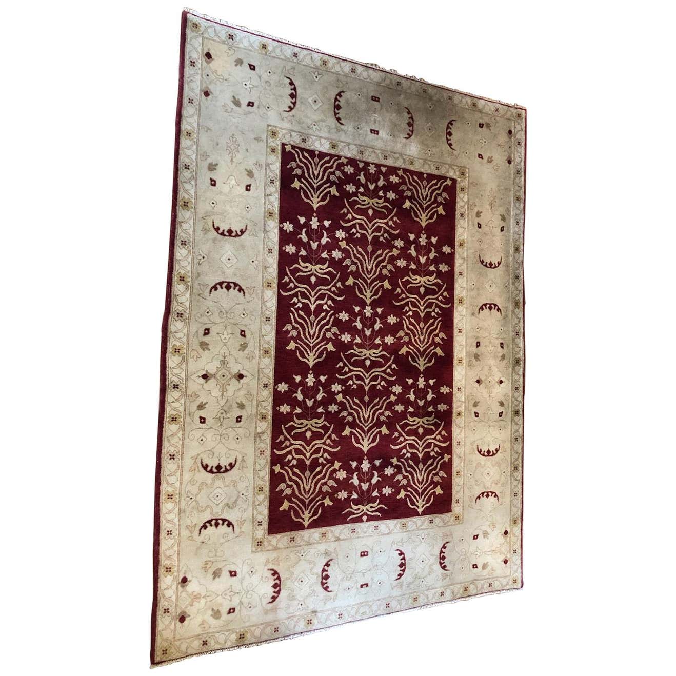 Maroon Rug Patterns Beautiful Wool Rug in Maroon and Cream For Sale at 1stDibs