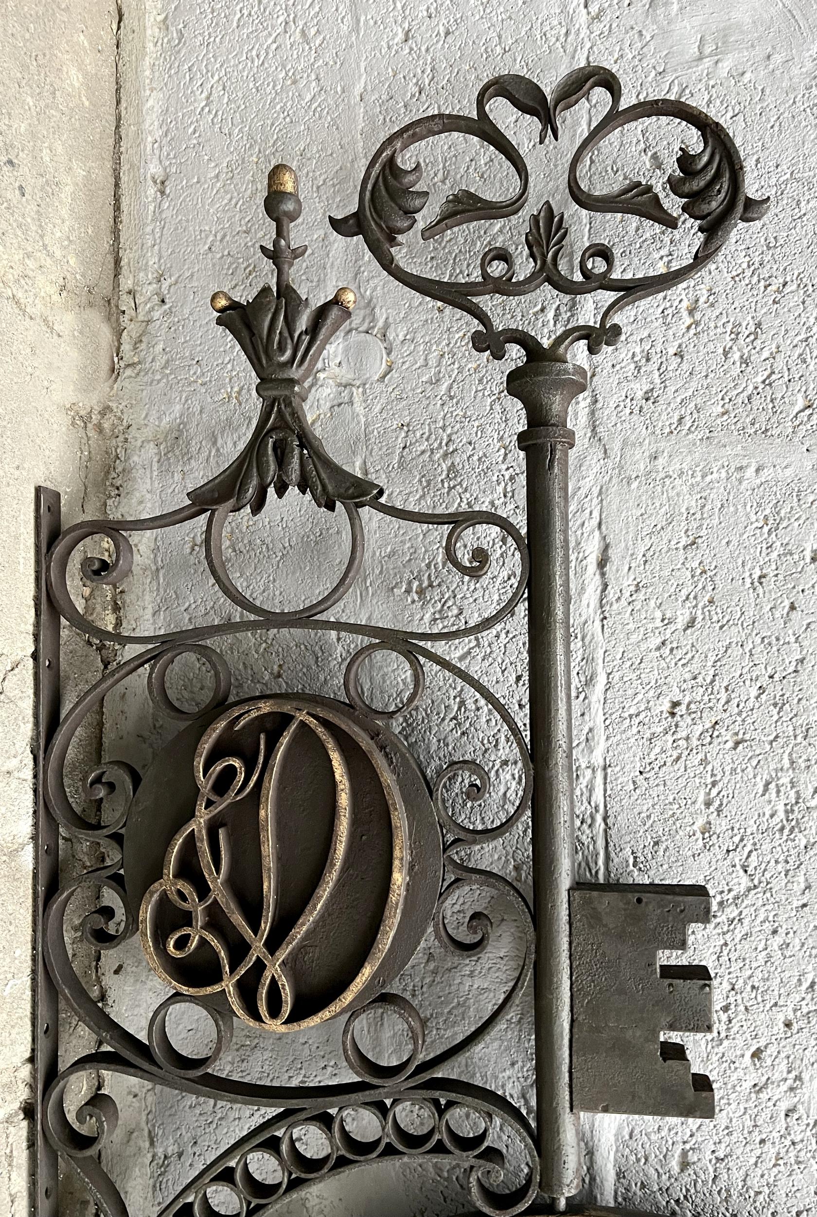 French Beautiful wrought iron locksmith's sign, France, first half of the XIXth century