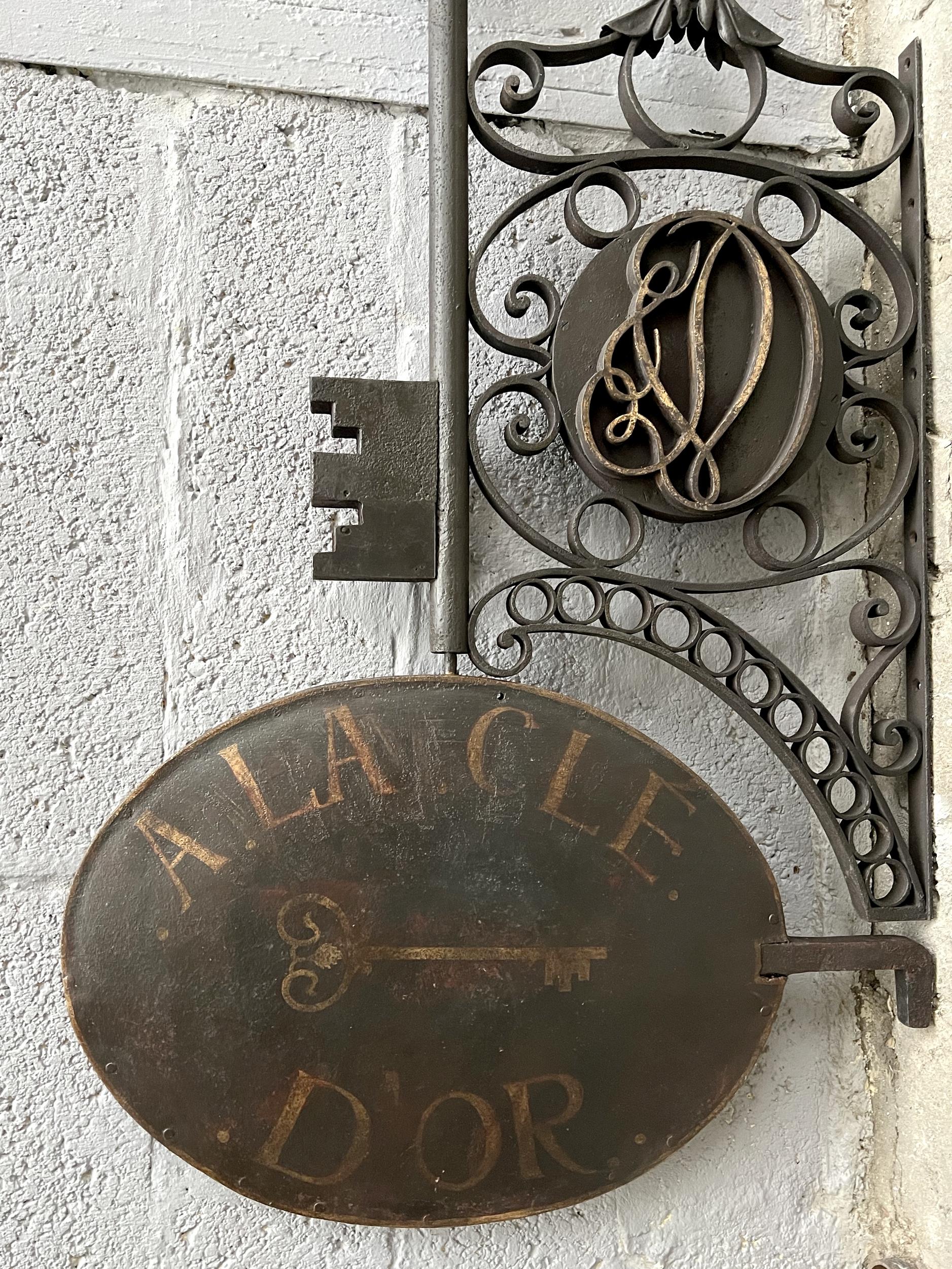 Beautiful wrought iron locksmith's sign, France, first half of the XIXth century 1