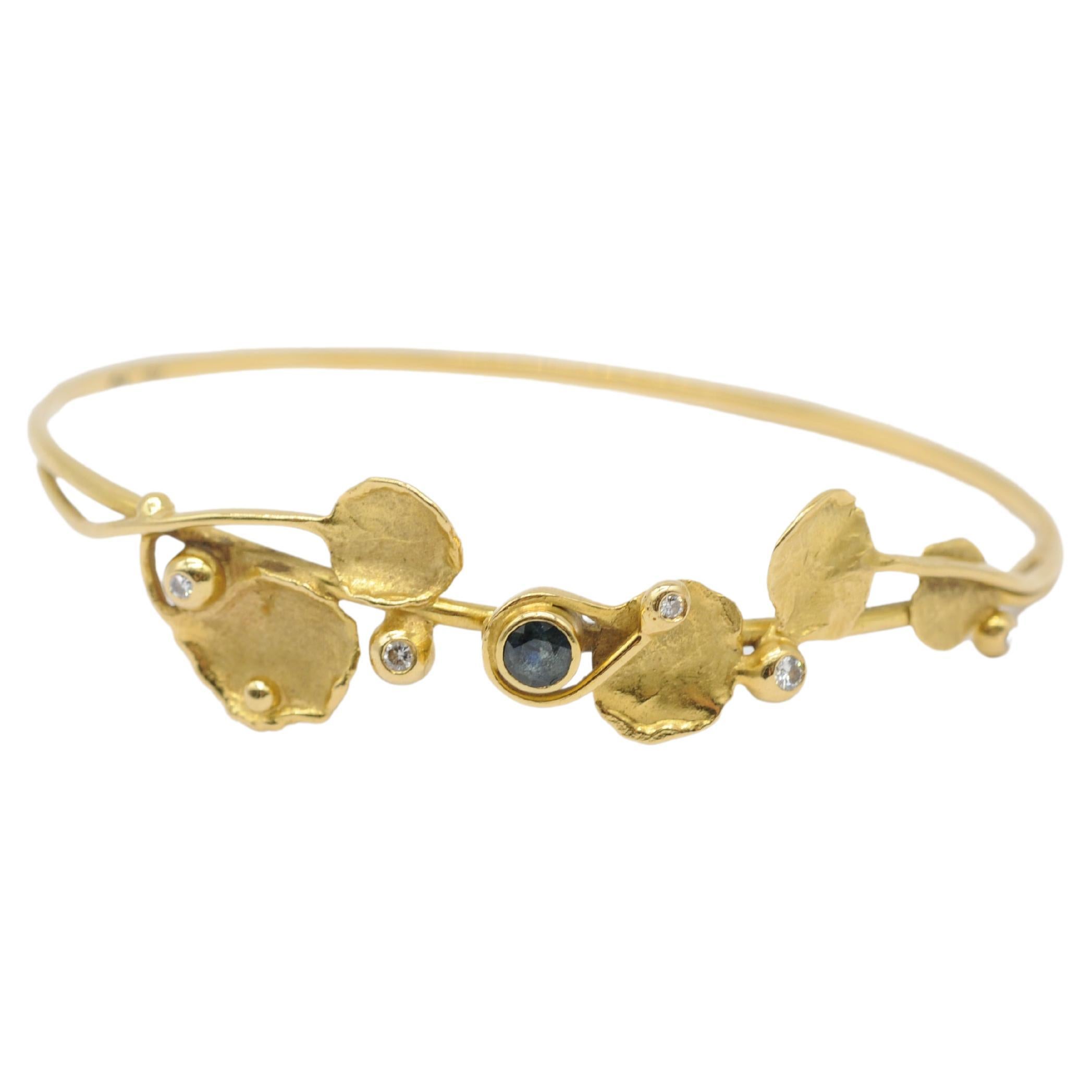 Magnifique bracelet Wurzbacher en or jaune 18k avec diamants et saphirs