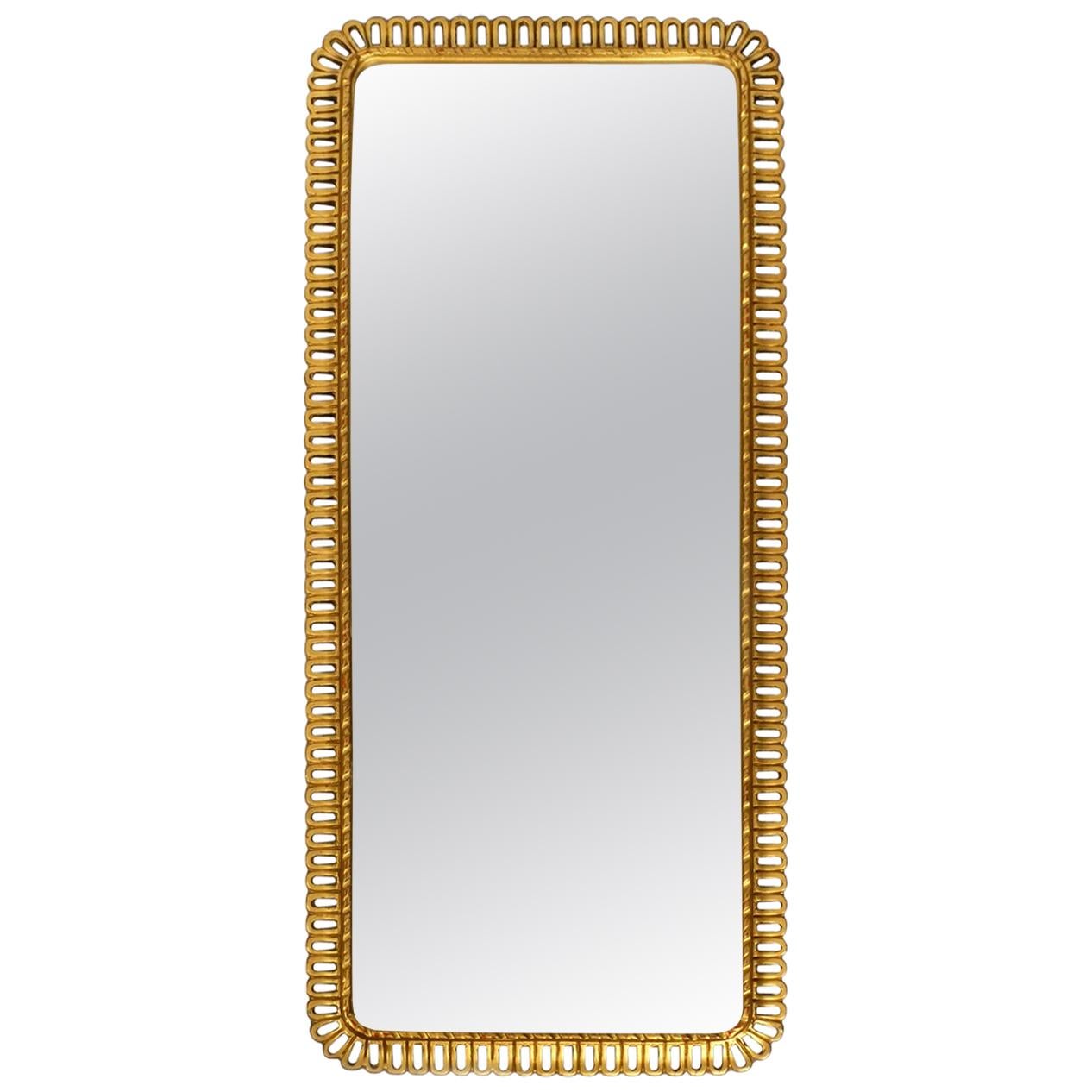 Extra Large Midcentury Wall Mirror by Schöninger with Gilded Wooden Frame