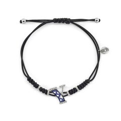 Handdekoriertes Mikromosaik-Armband, Buchstabe Y, Weißgold, weiße Diamanten