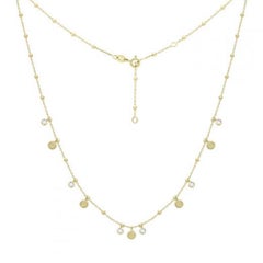 Beautiful Yellow Gold Balls Zirconia 14 Karat Long Necklace for Her