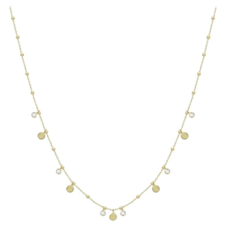 Beautiful Yellow Gold Balls Zirconia 14 Karat Long Necklace for Her For Sale