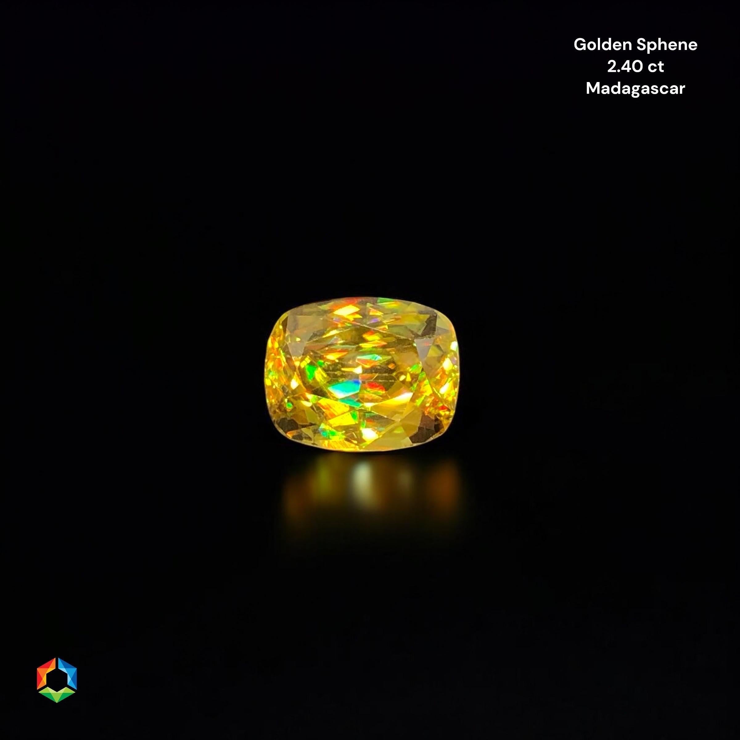 da uomo o donna Bellissimo Sfene giallo dorato 2,40ct Cuscino Gioielli Gemma Madagascar in vendita