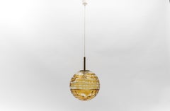 Beautiful Yellow Murano Glass Ball Pendant Lamp by Doria, - 1960s Germany