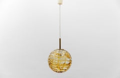 Beautiful Yellow Murano Glass Ball Pendant Lamp by Doria, - 1960s Germany