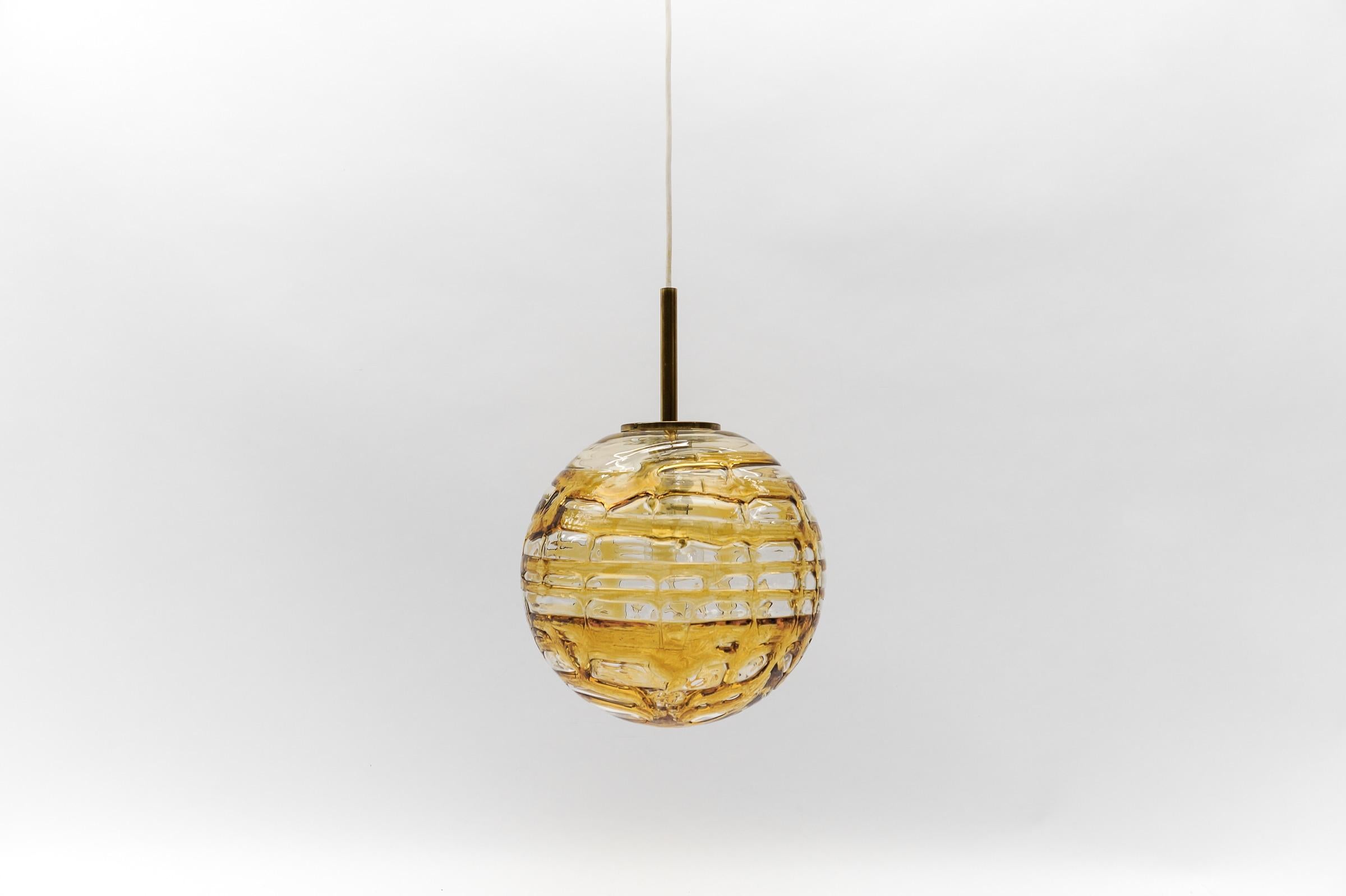 Mid-Century Modern Beautiful Yellow Murano Glass Ball Pendant Lamp by Doria, - 1960s Germany For Sale