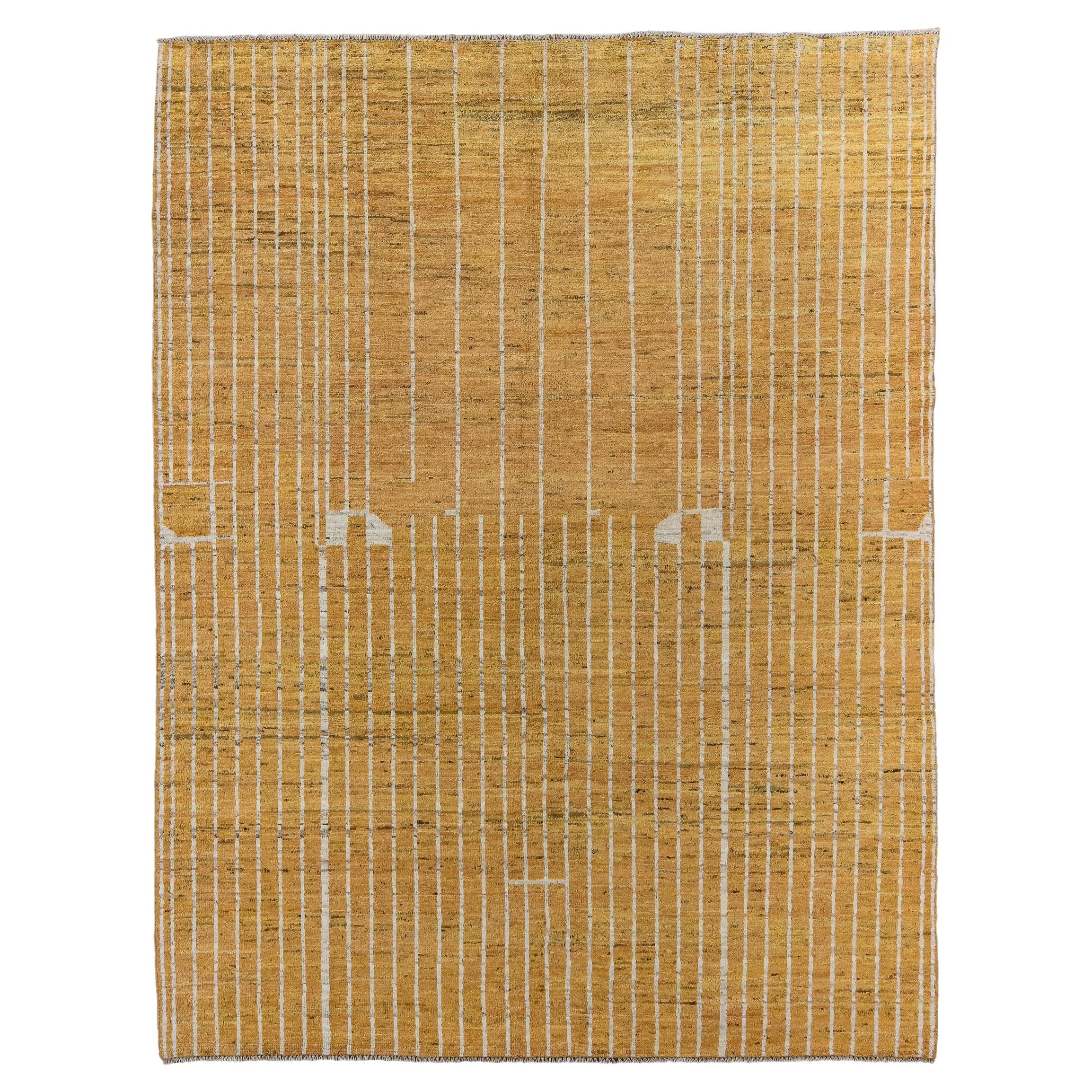 Beautiful Yellow New and Modern Moroccan Design Rug
