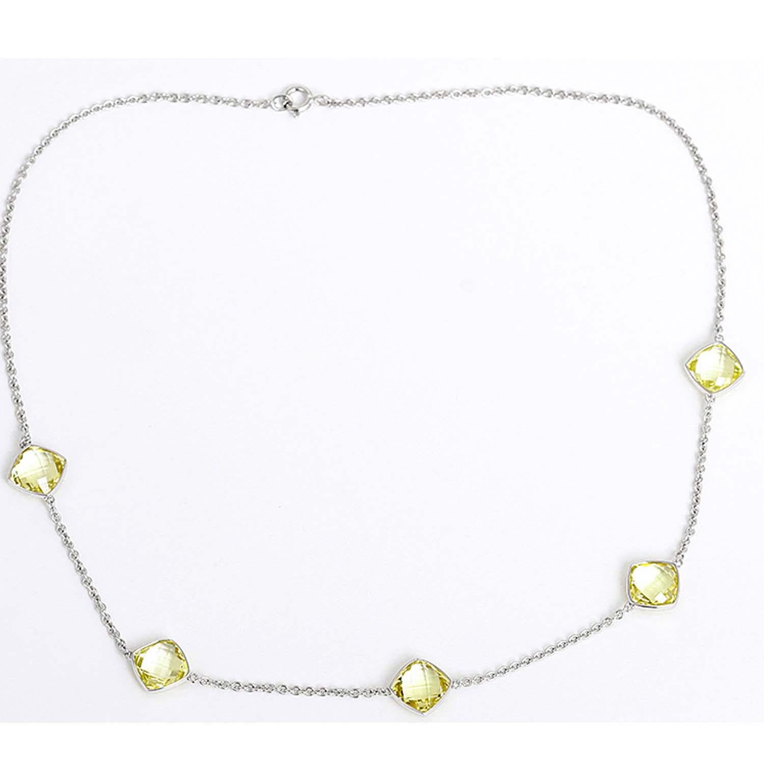 Beautiful Yellow Quartz White Gold Necklace In New Condition For Sale In Dallas, TX